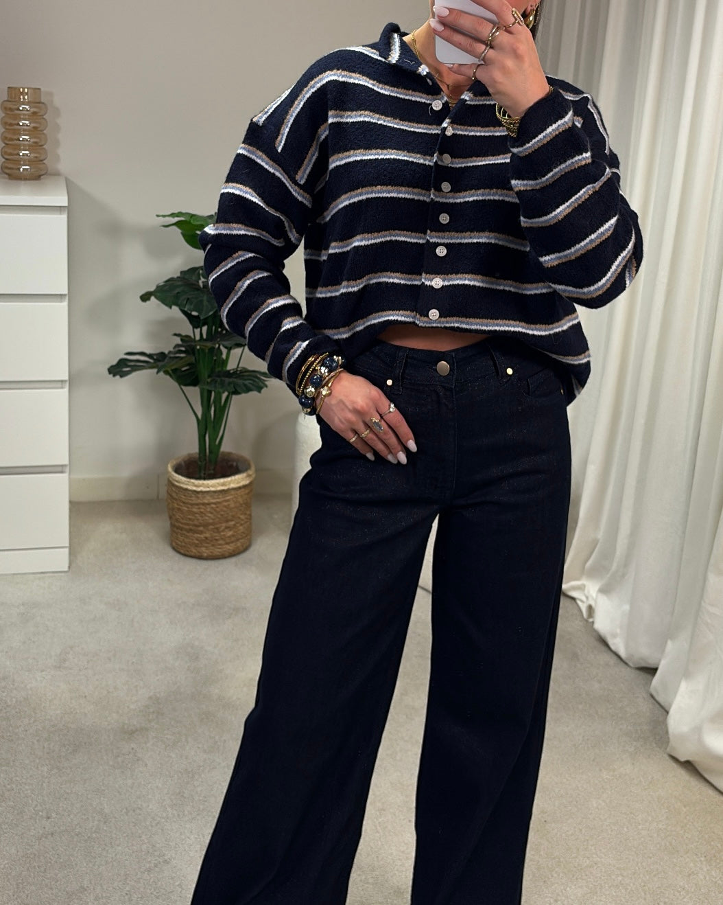 Cardigan AMZaya LaLunaTheLabel A8518 Navy Stripe
