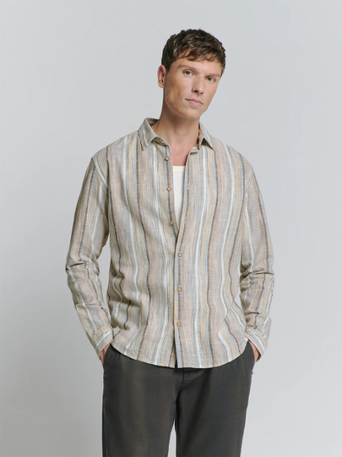 Shirt Slub Multi Coloured Stripes 27400340 030 Blue
