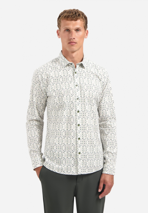 Shirt Stretch Allover Printed No Excess 29450804 052 Dark Green