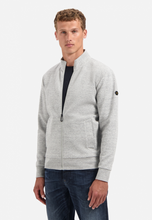 Afbeelding in Gallery-weergave laden, Sweater Full Zip Stand Up Collar Relief No Excess  29100815 102 Grey Melange
