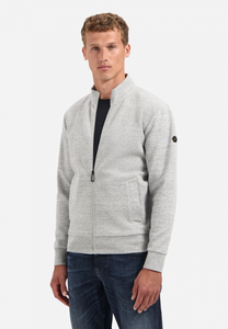 Sweater Full Zip Stand Up Collar Relief No Excess  29100815 102 Grey Melange