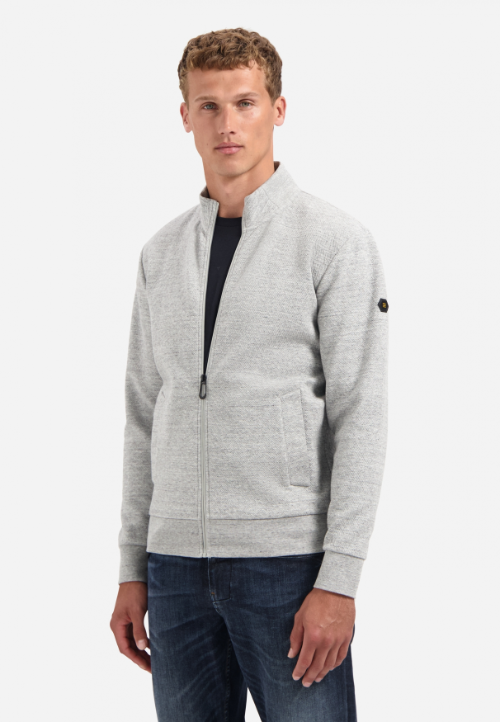 Sweater Full Zip Stand Up Collar Relief No Excess  29100815 102 Grey Melange