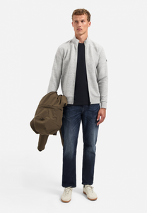 Sweater Full Zip Stand Up Collar Relief No Excess  29100815 102 Grey Melange