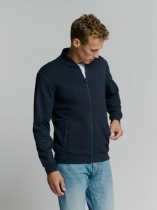Sweater Full Zipper Jacquard Mix Bomber 27100119 096 Deep Blue