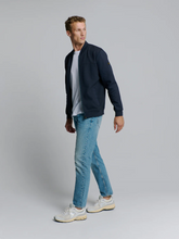 Afbeelding in Gallery-weergave laden, Sweater Full Zipper Jacquard Mix Bomber 27100119 096 Deep Blue
