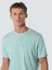 T-Shirt Crewneck Multi Coloured Melange Stripes 23340308SN 036 Aqua